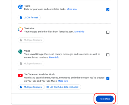 Google Takeout 以导出 Google 数据。