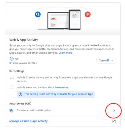自动删除 Google 活动。