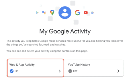 我的 Google 活动页面。
